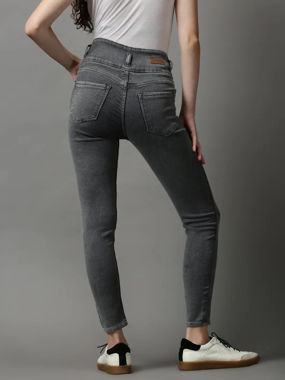 Showoff | SHOWOFF Women Grey Solid  Skinny Fit Jeans 3