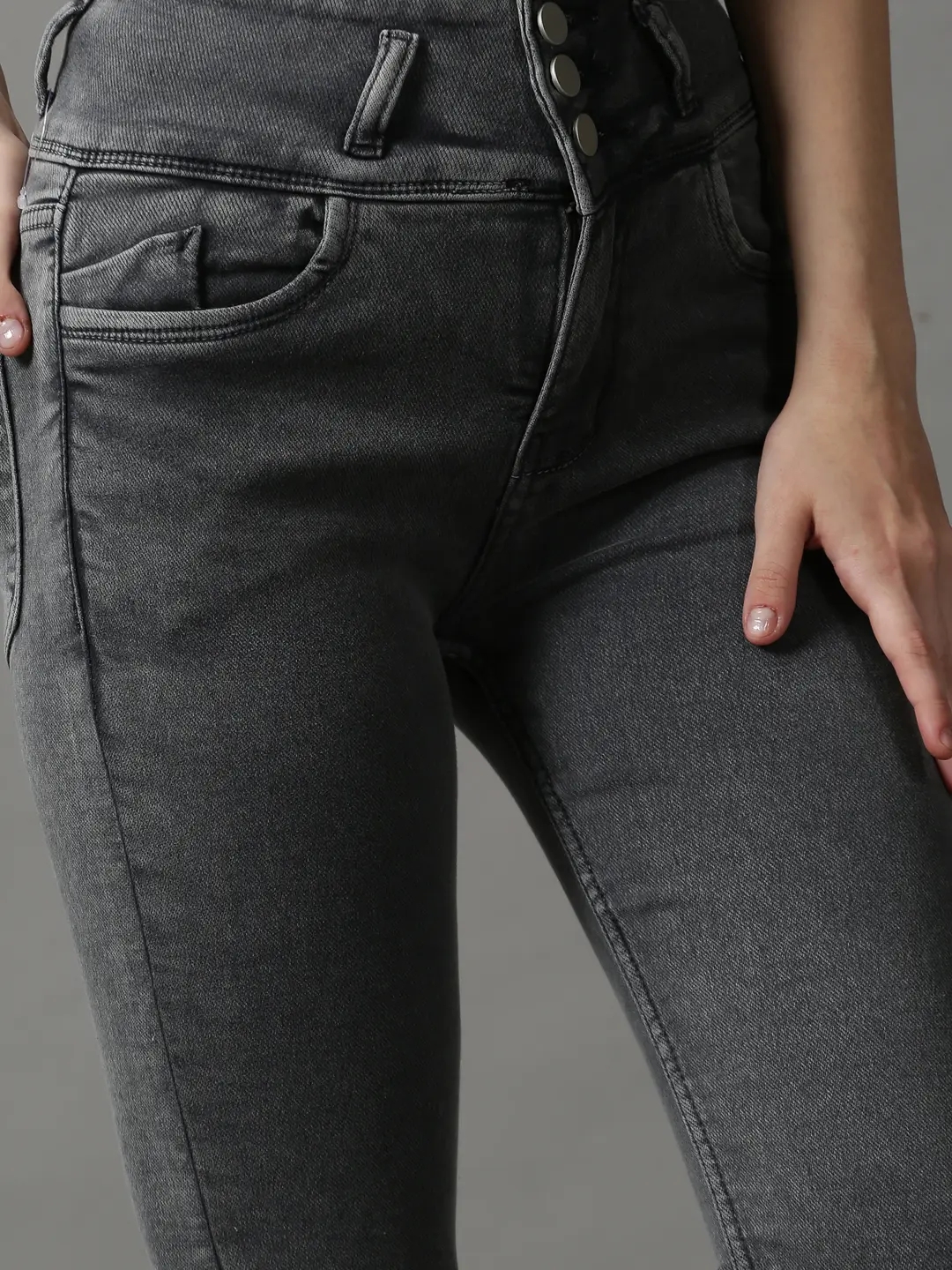 Showoff | SHOWOFF Women Grey Solid  Skinny Fit Jeans 6