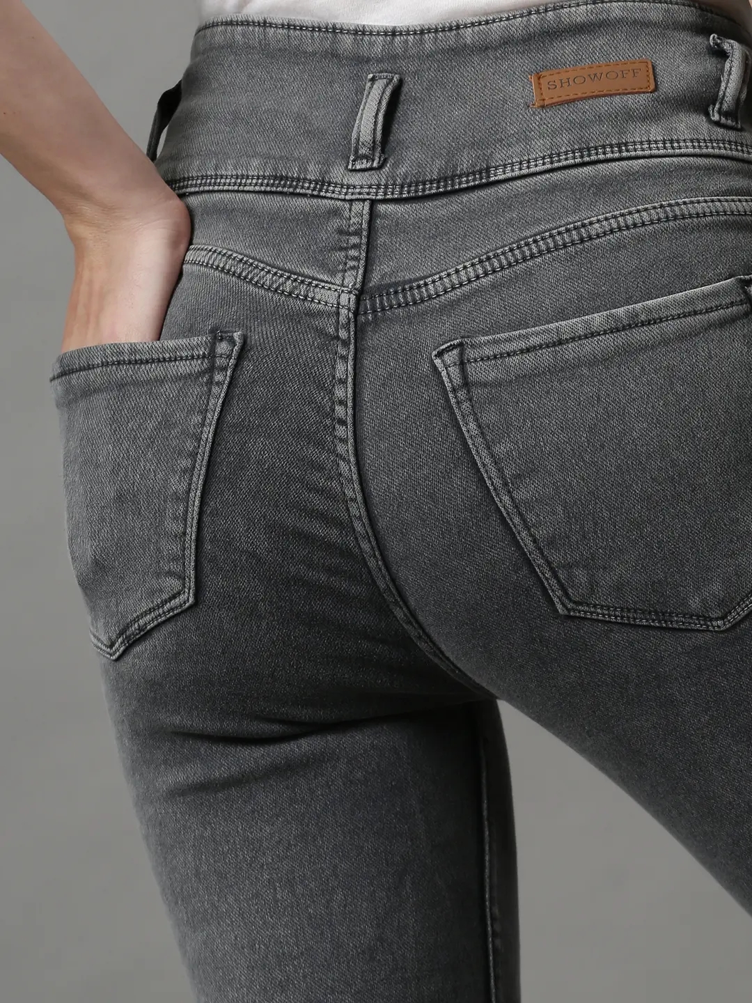 Showoff | SHOWOFF Women Grey Solid  Skinny Fit Jeans 7