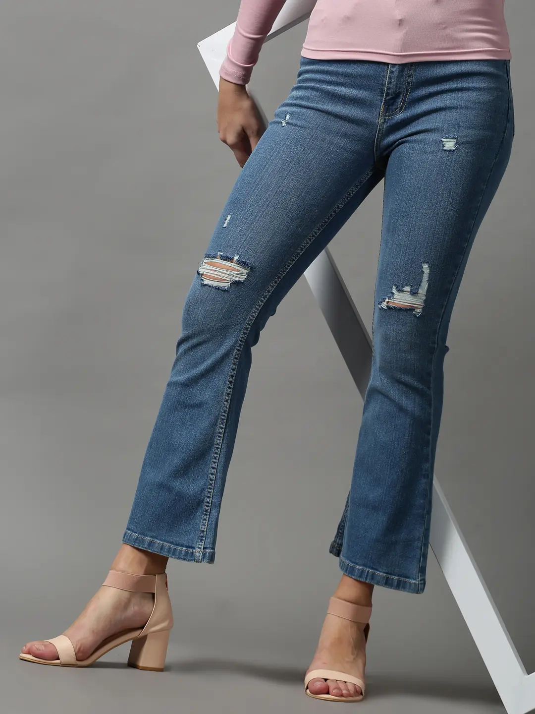 Showoff | SHOWOFF Women Blue Solid  Bootcut Jeans 1