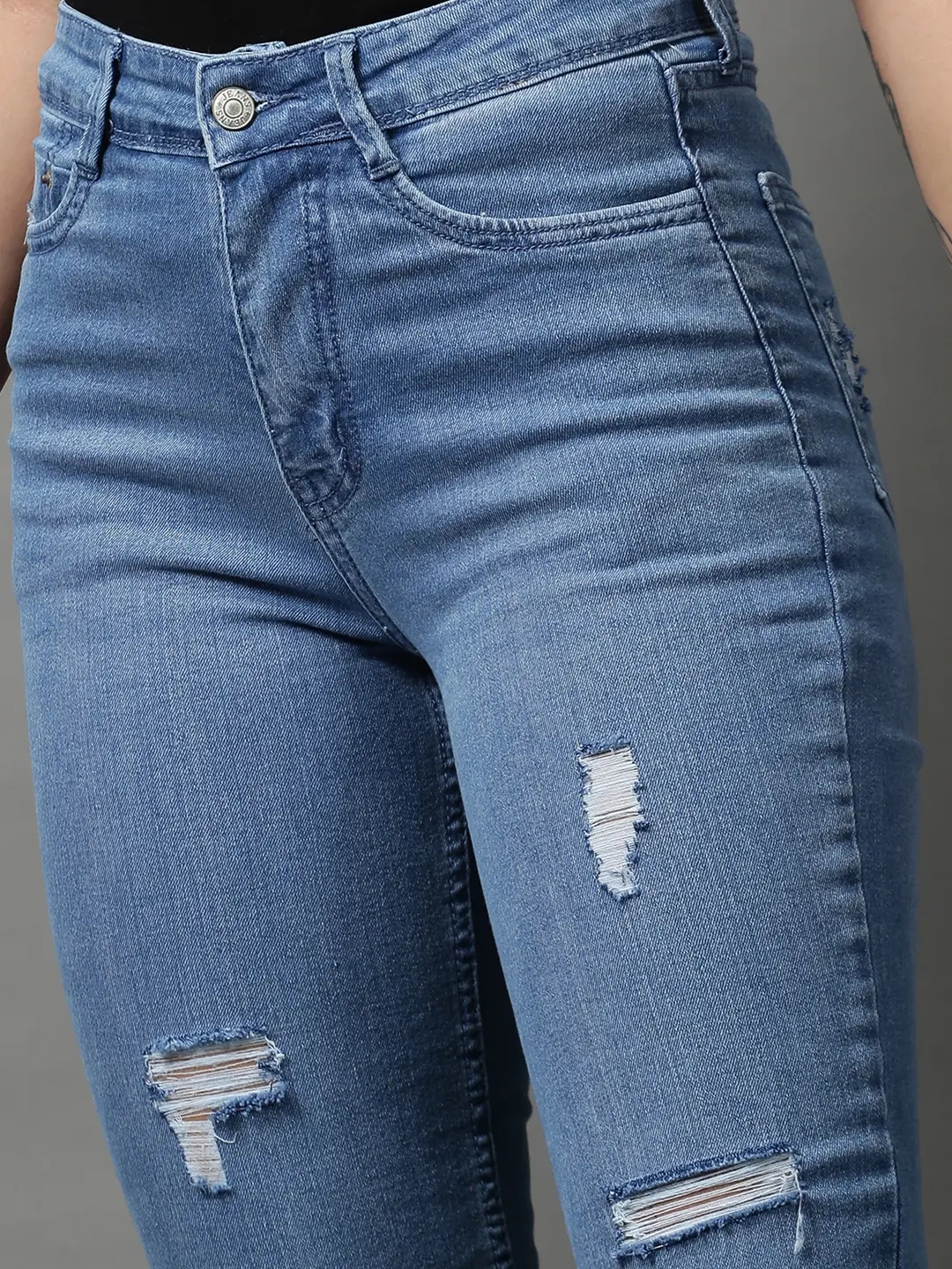 Showoff | SHOWOFF Women Blue Solid  Regular Fit Jeans 4