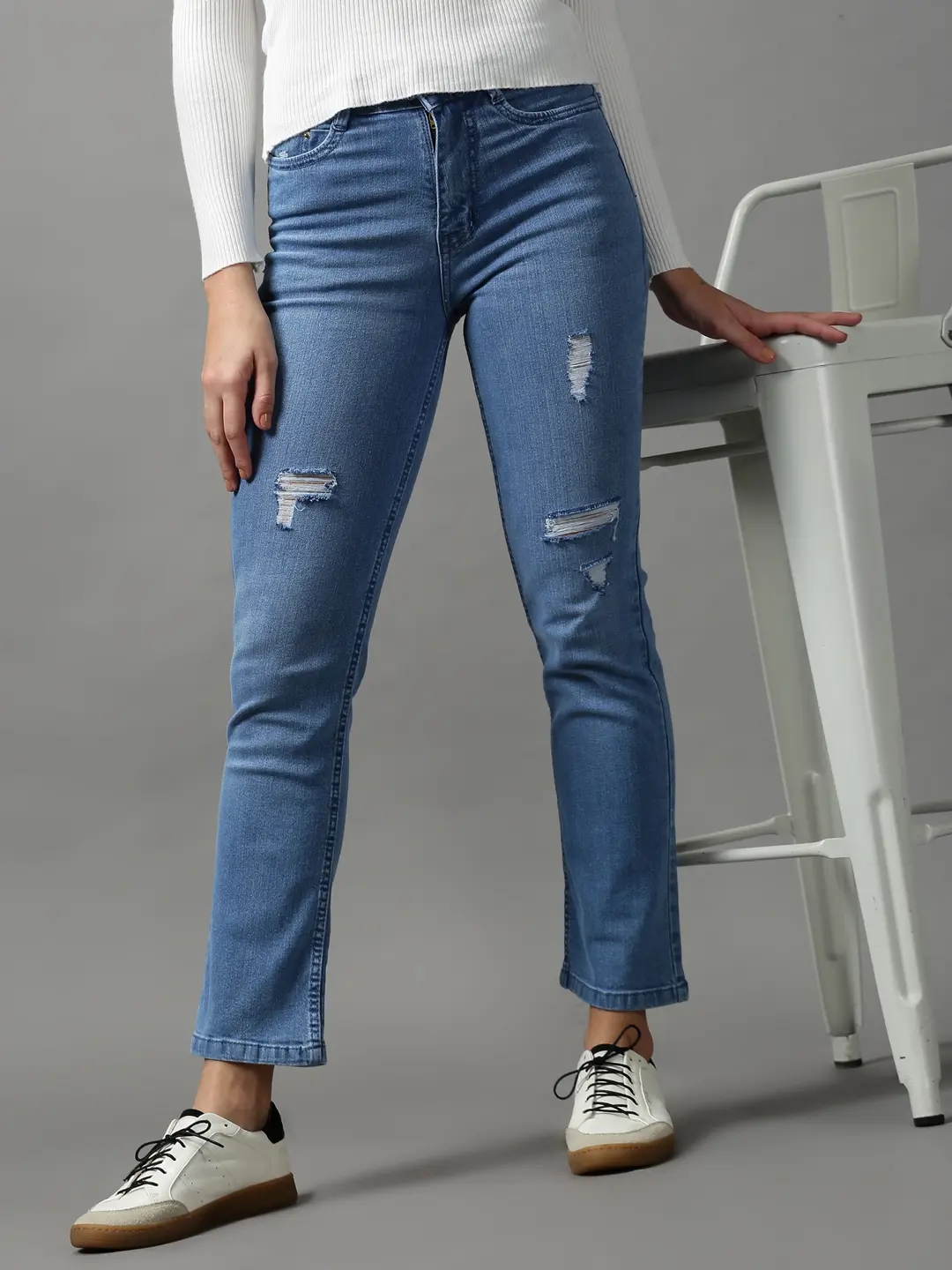 Showoff | SHOWOFF Women Blue Solid  Regular Fit Jeans 5