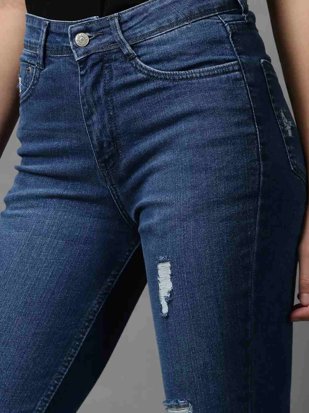 SHOWOFF Women Blue Solid Regular Fit Jeans