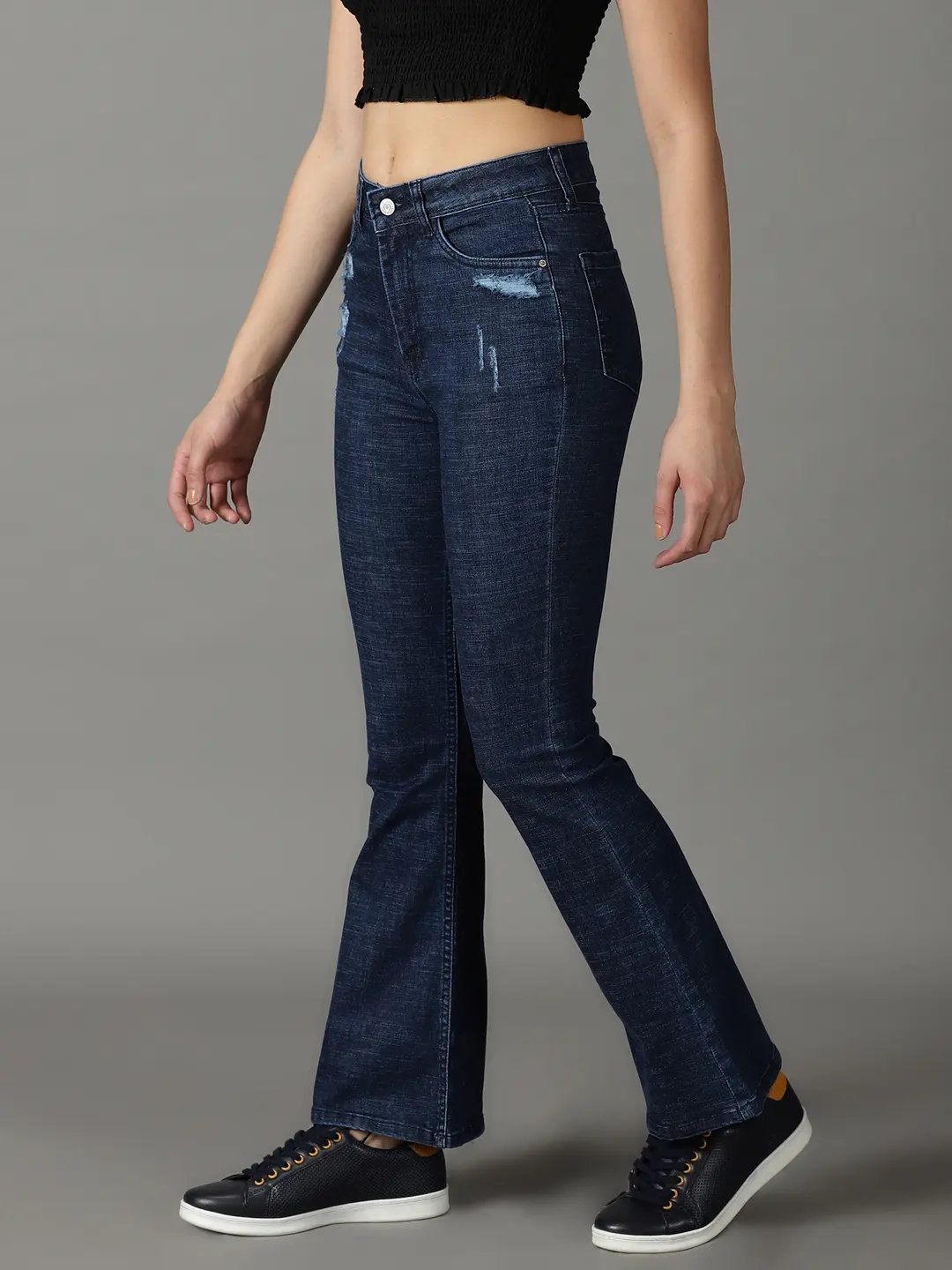 Showoff | SHOWOFF Women Navy Blue Solid  Regular Fit Jeans 2