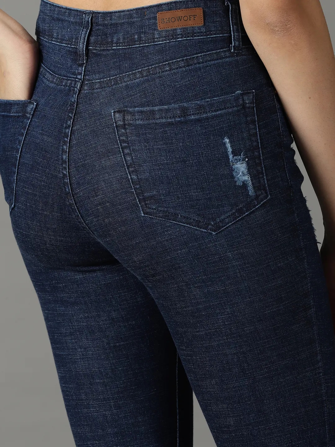 Showoff | SHOWOFF Women Navy Blue Solid  Regular Fit Jeans 6
