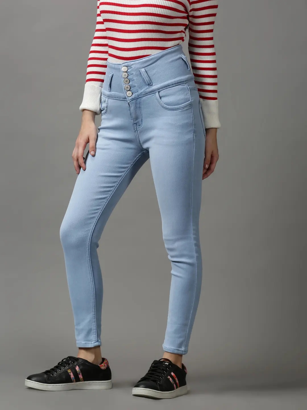 Showoff | SHOWOFF Women Blue Solid  Skinny Fit Jeans 2