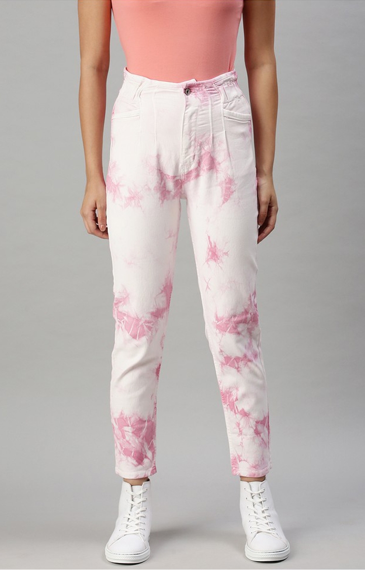 Showoff | SHOWOFF Women Pink Solid  Mom Fit Jeans 0