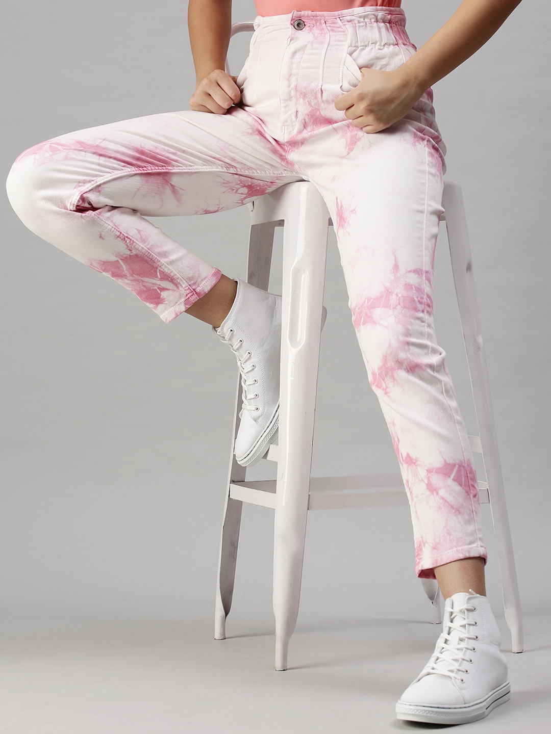 Showoff | SHOWOFF Women Pink Solid  Mom Fit Jeans 1