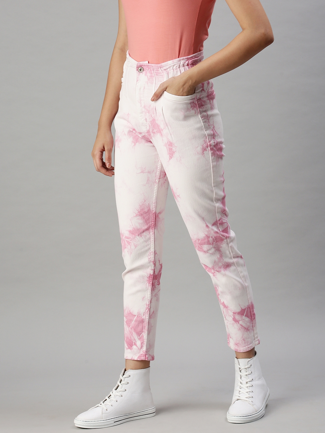 Showoff | SHOWOFF Women Pink Solid  Mom Fit Jeans 2