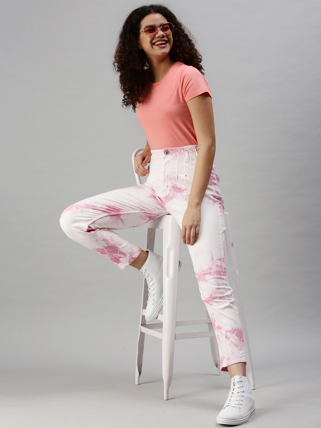 Showoff | SHOWOFF Women Pink Solid  Mom Fit Jeans 4