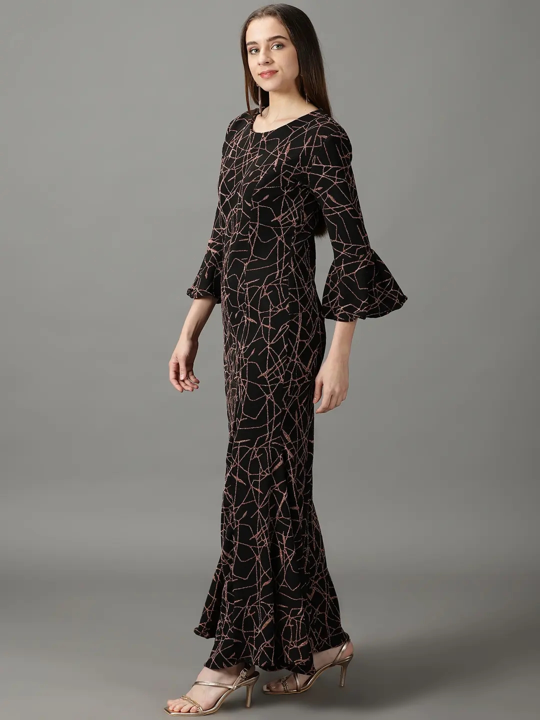 Showoff | SHOWOFF Women's Bodycon Black Embellished Maxi Dress 2