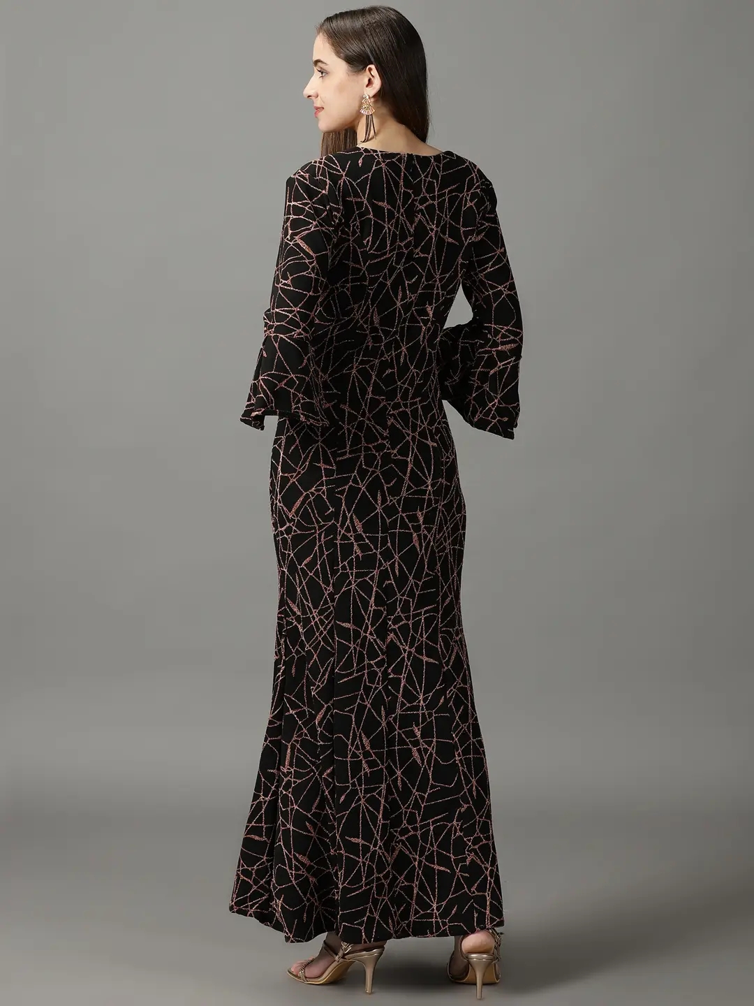 Showoff | SHOWOFF Women's Bodycon Black Embellished Maxi Dress 3