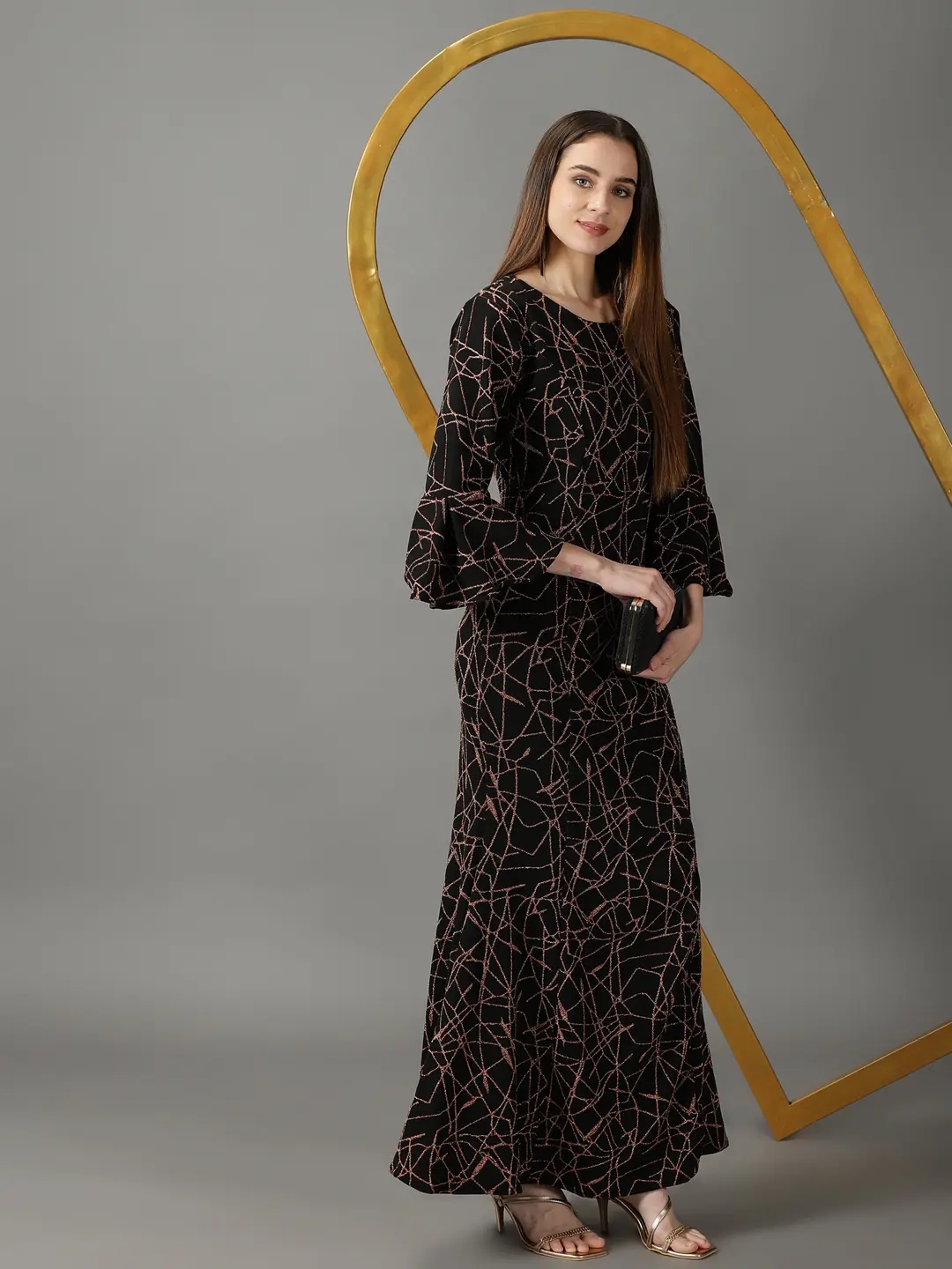 Showoff | SHOWOFF Women's Bodycon Black Embellished Maxi Dress 4