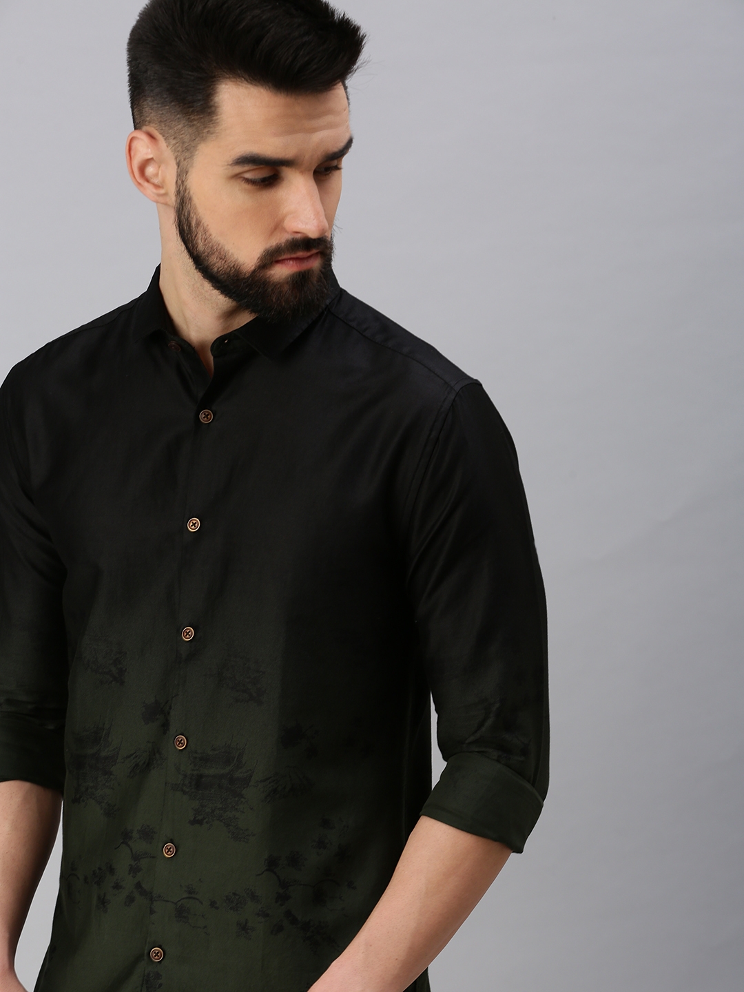 Showoff | SHOWOFF Men Black Printed Spread Collar Full Sleeves Casual Shirt 0