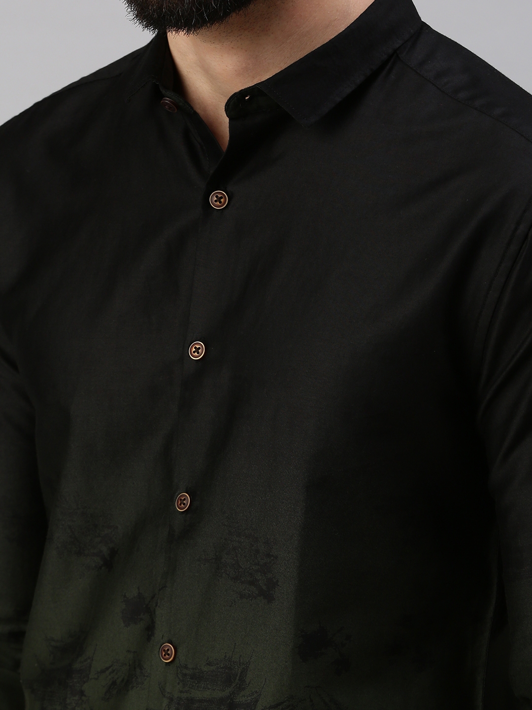 Showoff | SHOWOFF Men Black Printed Spread Collar Full Sleeves Casual Shirt 5