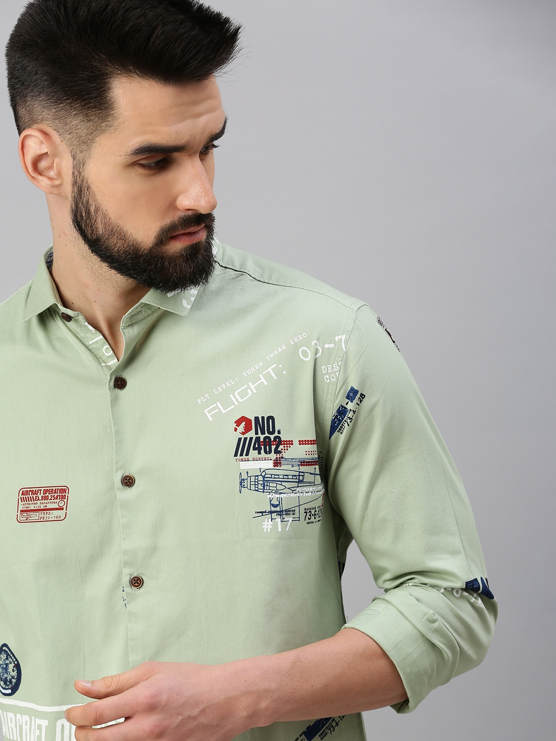 Showoff | SHOWOFF Men's Regular Sleeves Humour and Comic Sea Green Shirt 0