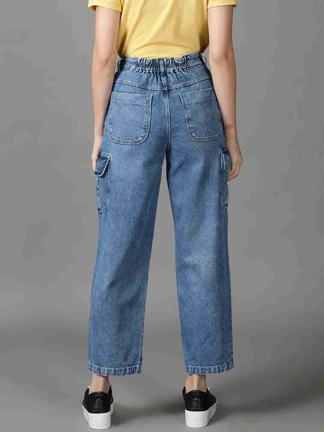 SHOWOFF Women Blue Solid  Dad Fit Jeans