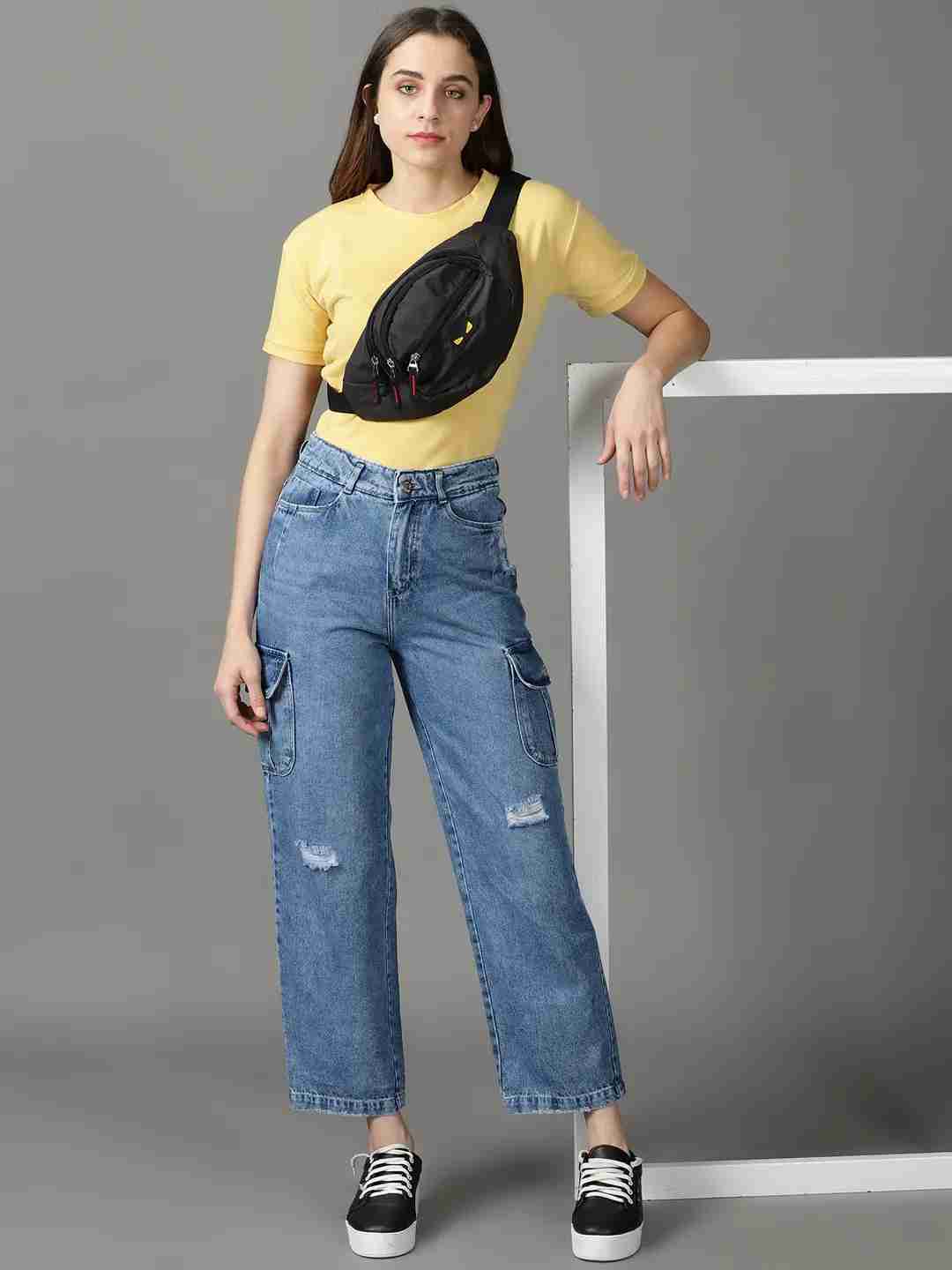 SHOWOFF Women Blue Solid  Dad Fit Jeans
