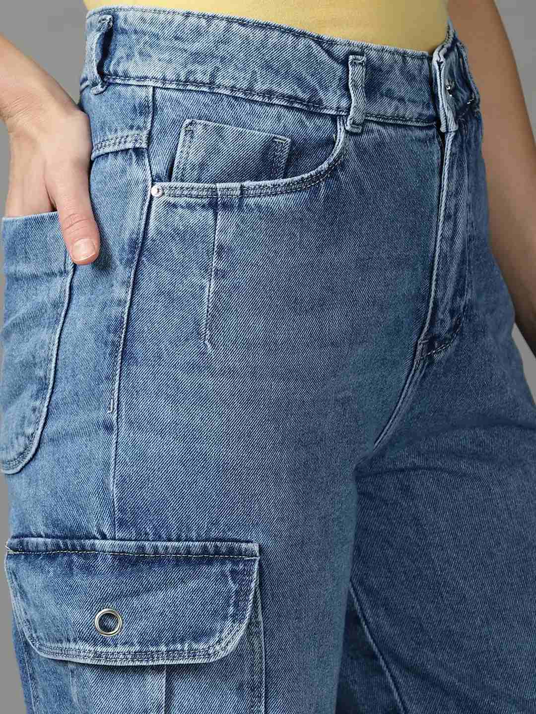 SHOWOFF Women Blue Solid  Dad Fit Jeans