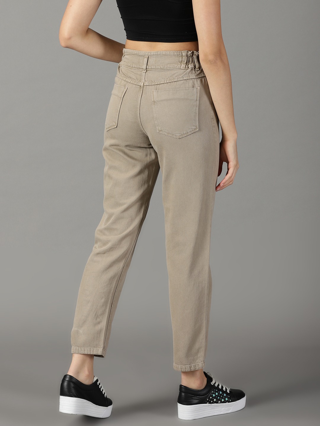 SHOWOFF Women Taupe Solid  Relaxed Fit Jeans