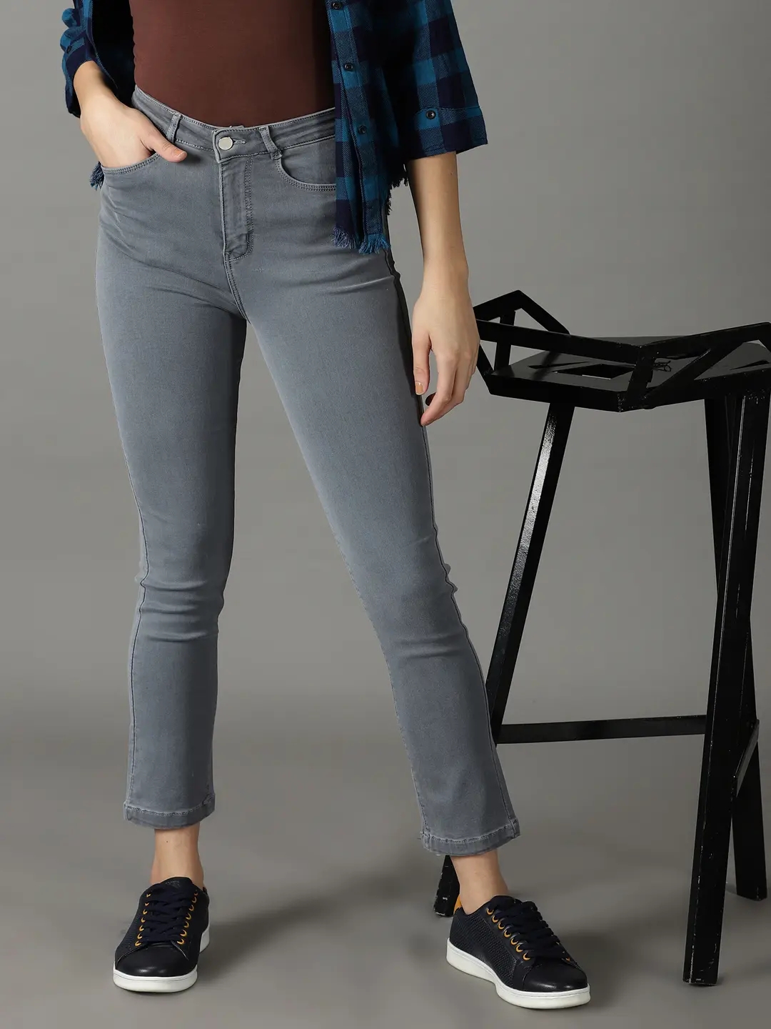 Showoff | SHOWOFF Women Grey Solid  Relaxed Fit Jeans 0