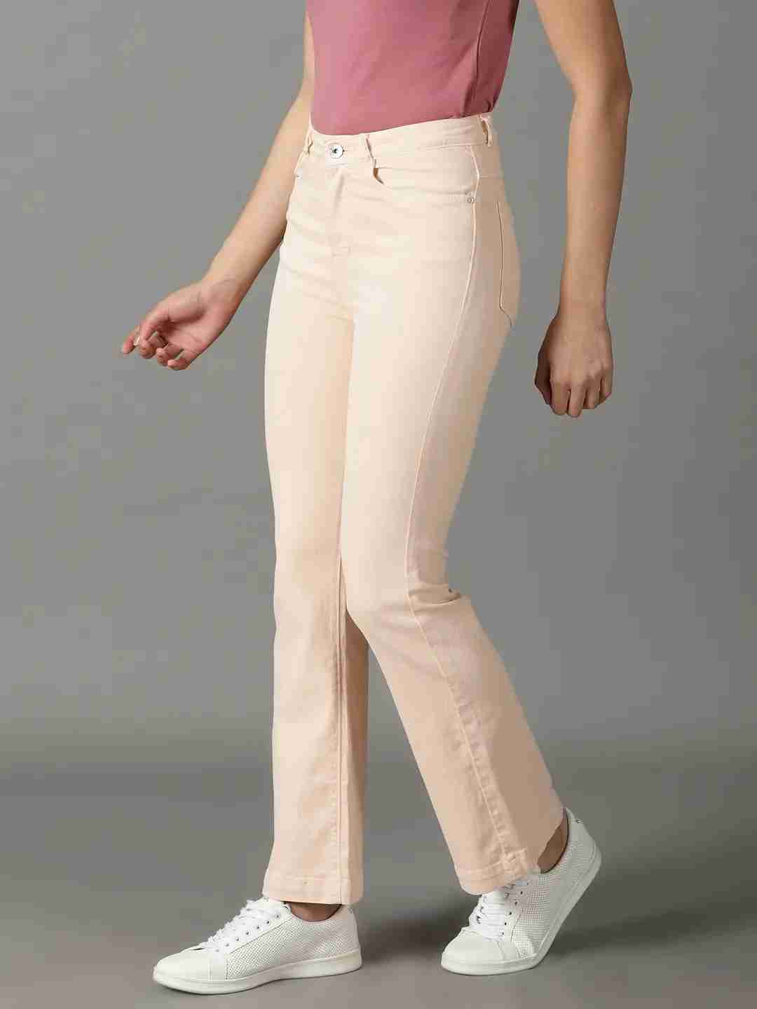 SHOWOFF Women Peach Solid  Bootcut Jeans