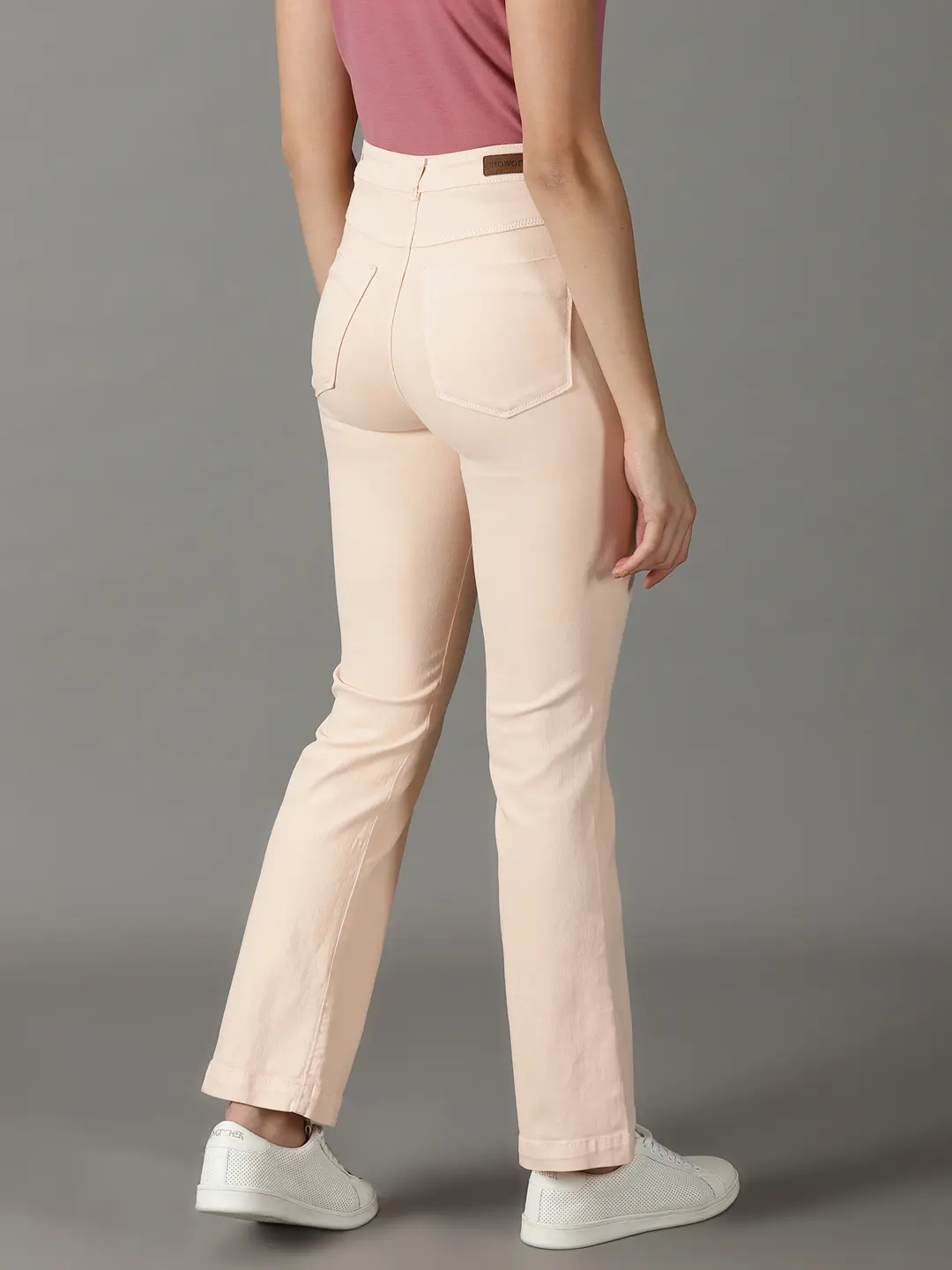 SHOWOFF Women Peach Solid  Bootcut Jeans