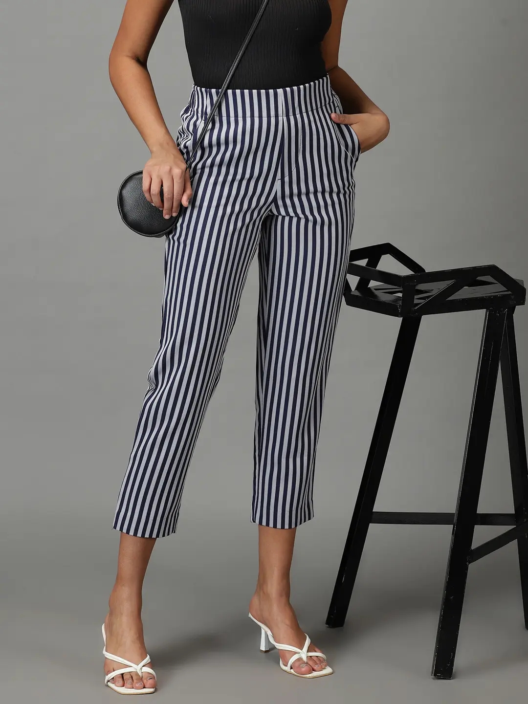 Women's Soft Touch Cotton/Span Black/White Stripe Woven Pants – Over Kleshas