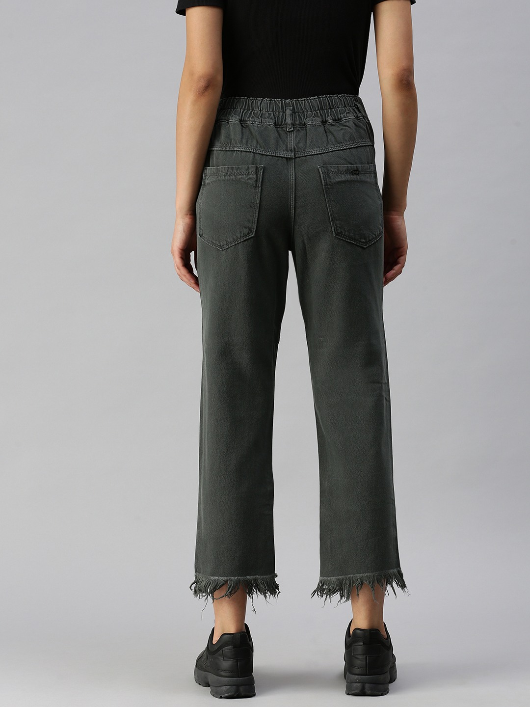 SHOWOFF Women Olive Solid Relaxed Fit Jeans