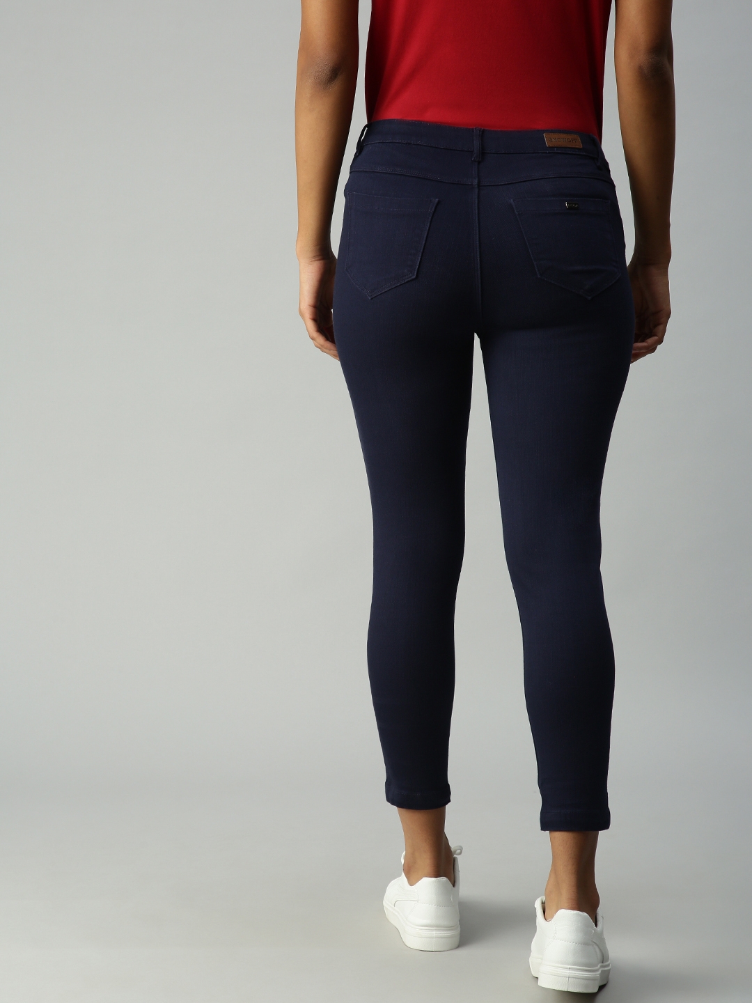 Showoff | SHOWOFF Women's Super Skinny Fit Clean Look Navy Blue Jeans 2