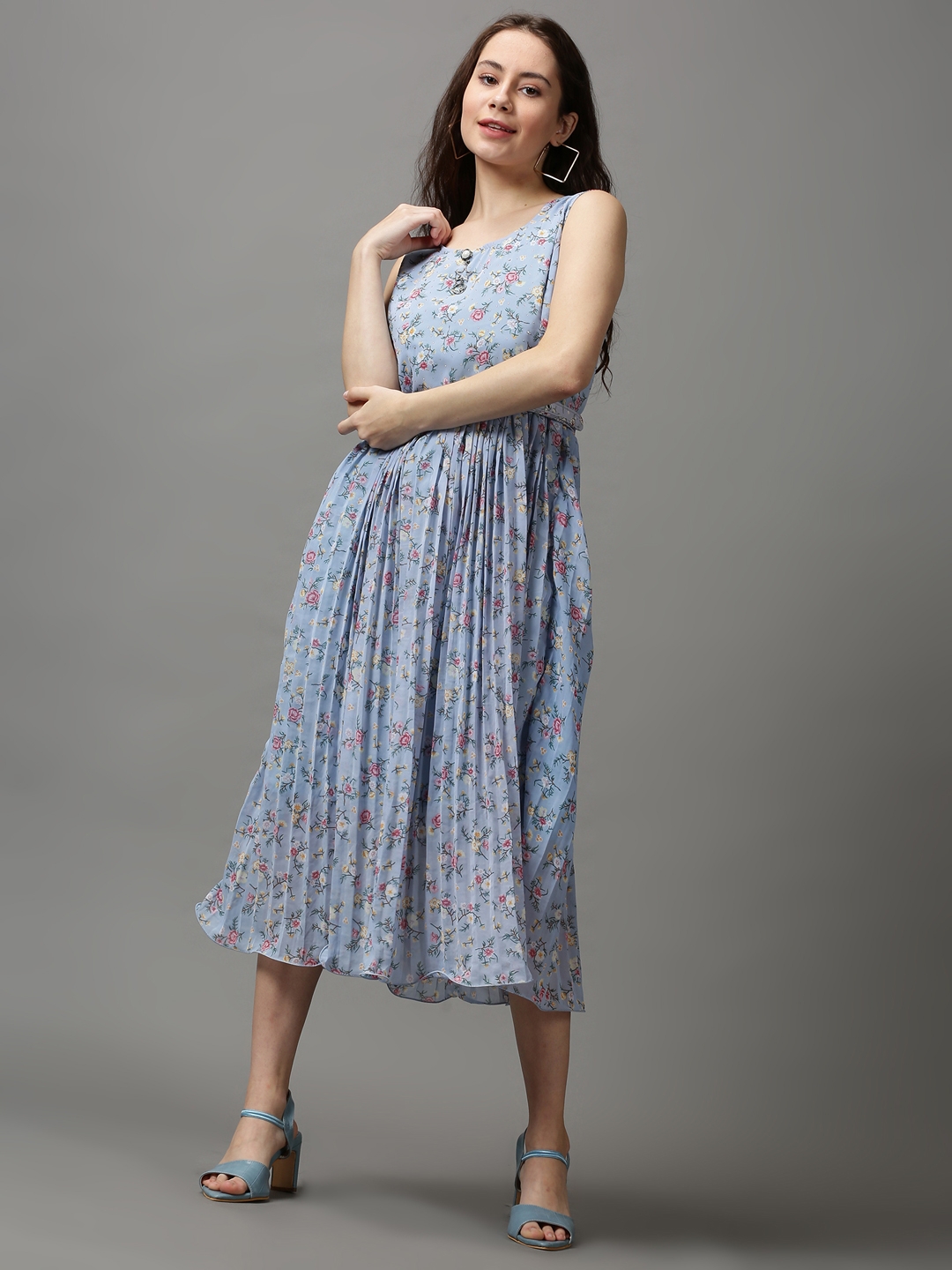 Buy Navy Blue Midi Dress Online - Label Ritu Kumar International Store View