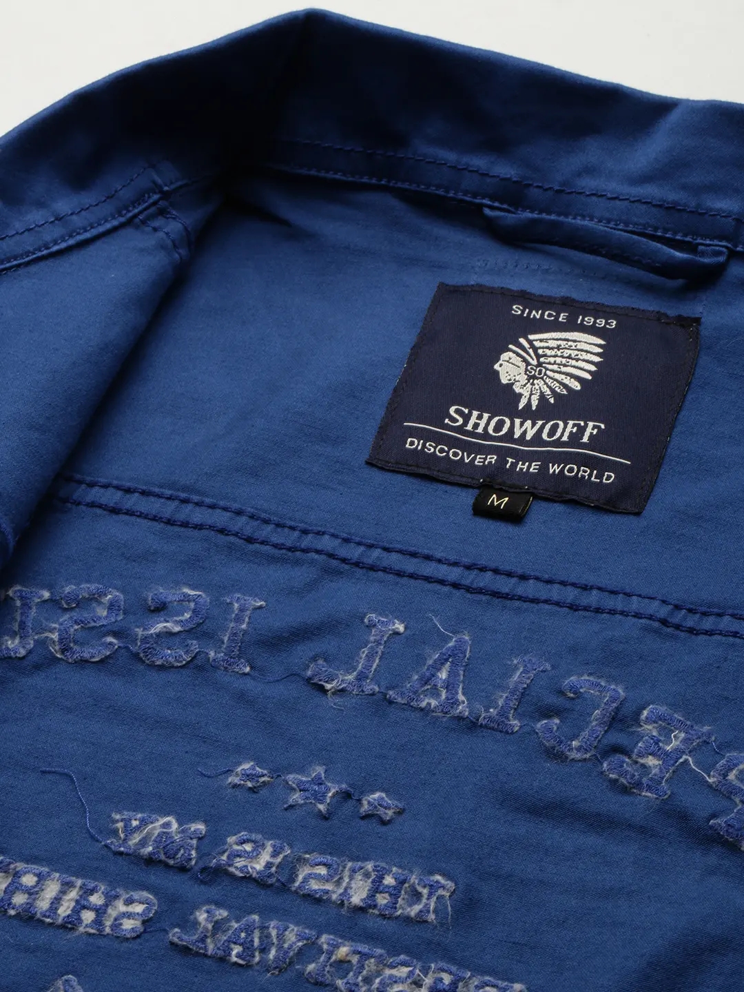 Showoff | SHOWOFF Men Blue Solid Spread Collar Full Sleeves Open Front Jacket 7