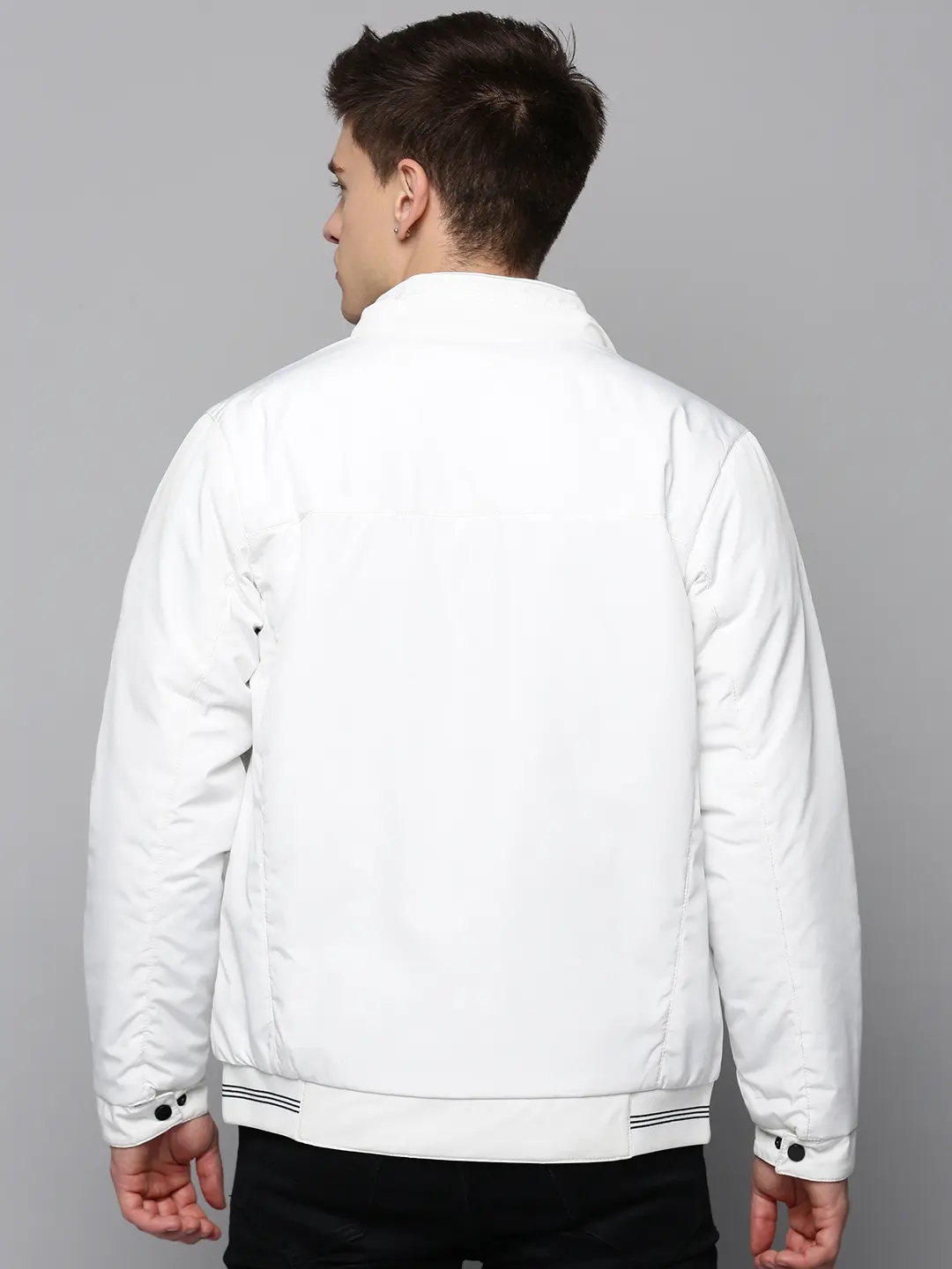 Showoff | SHOWOFF Men White Solid Hooded Full Sleeves Open Front Jacket 3
