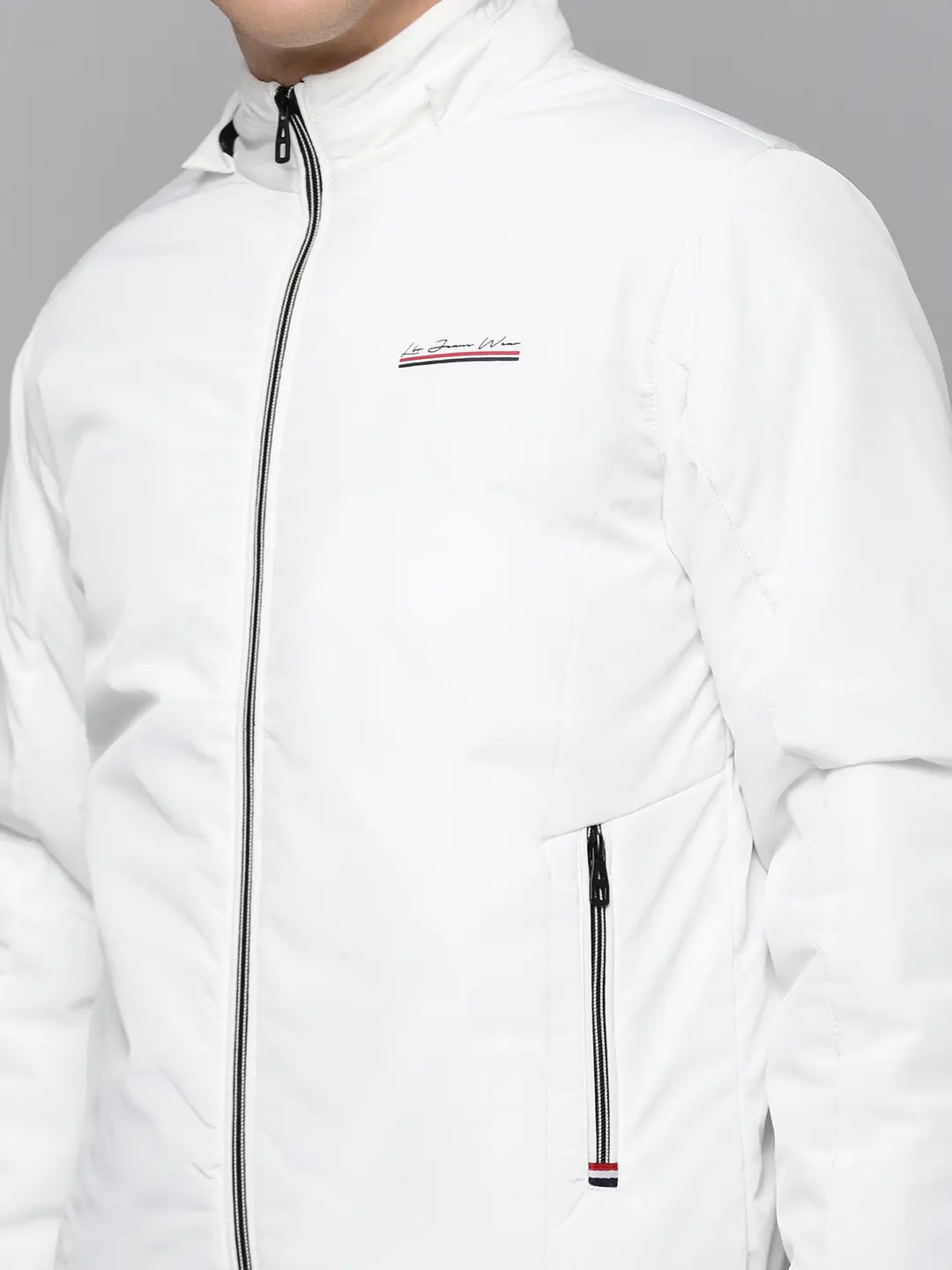 Showoff | SHOWOFF Men White Solid Hooded Full Sleeves Open Front Jacket 5