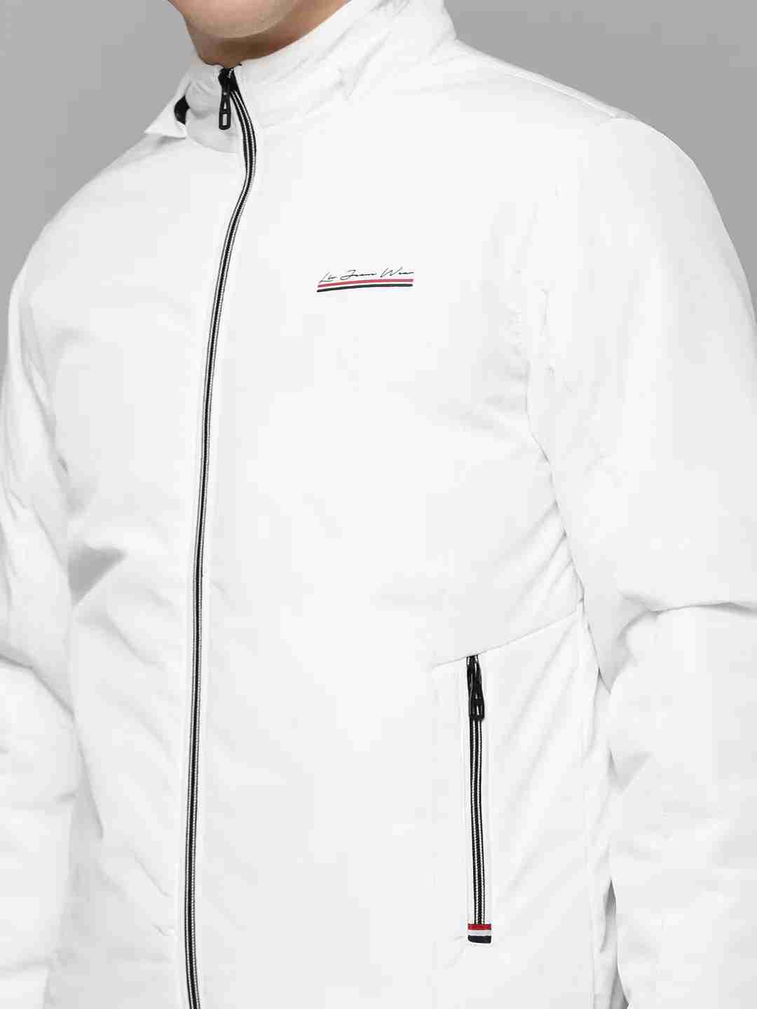 Showoff | SHOWOFF Men White Solid Hooded Full Sleeves Open Front Jacket 5