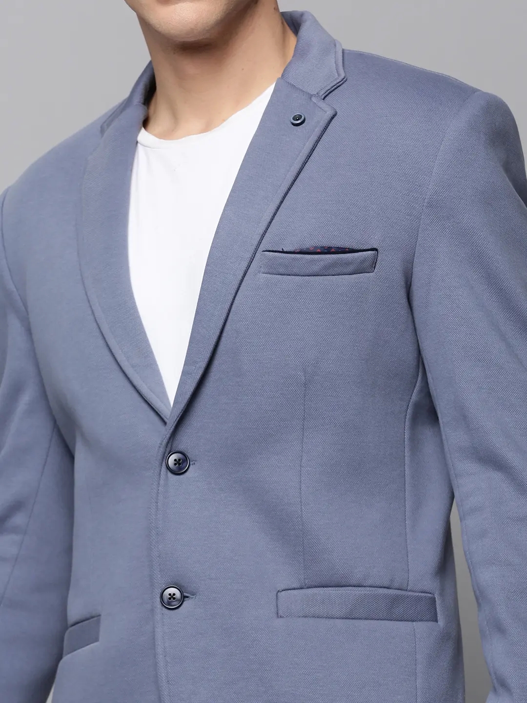 Showoff | SHOWOFF Men Grey Solid Notched Lapel Full Sleeves Open Front Blazer 5