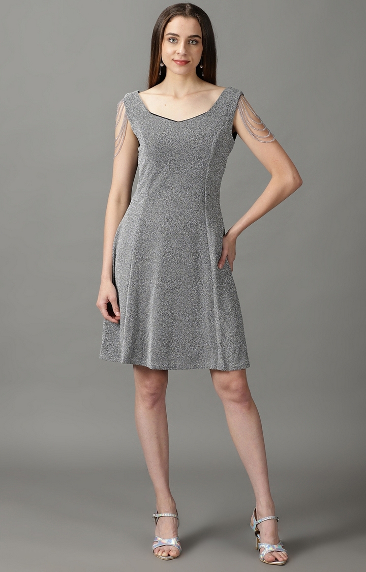 Buy LET THE PARTY BEGIN SILVER BODYCON DRESS for Women Online in India
