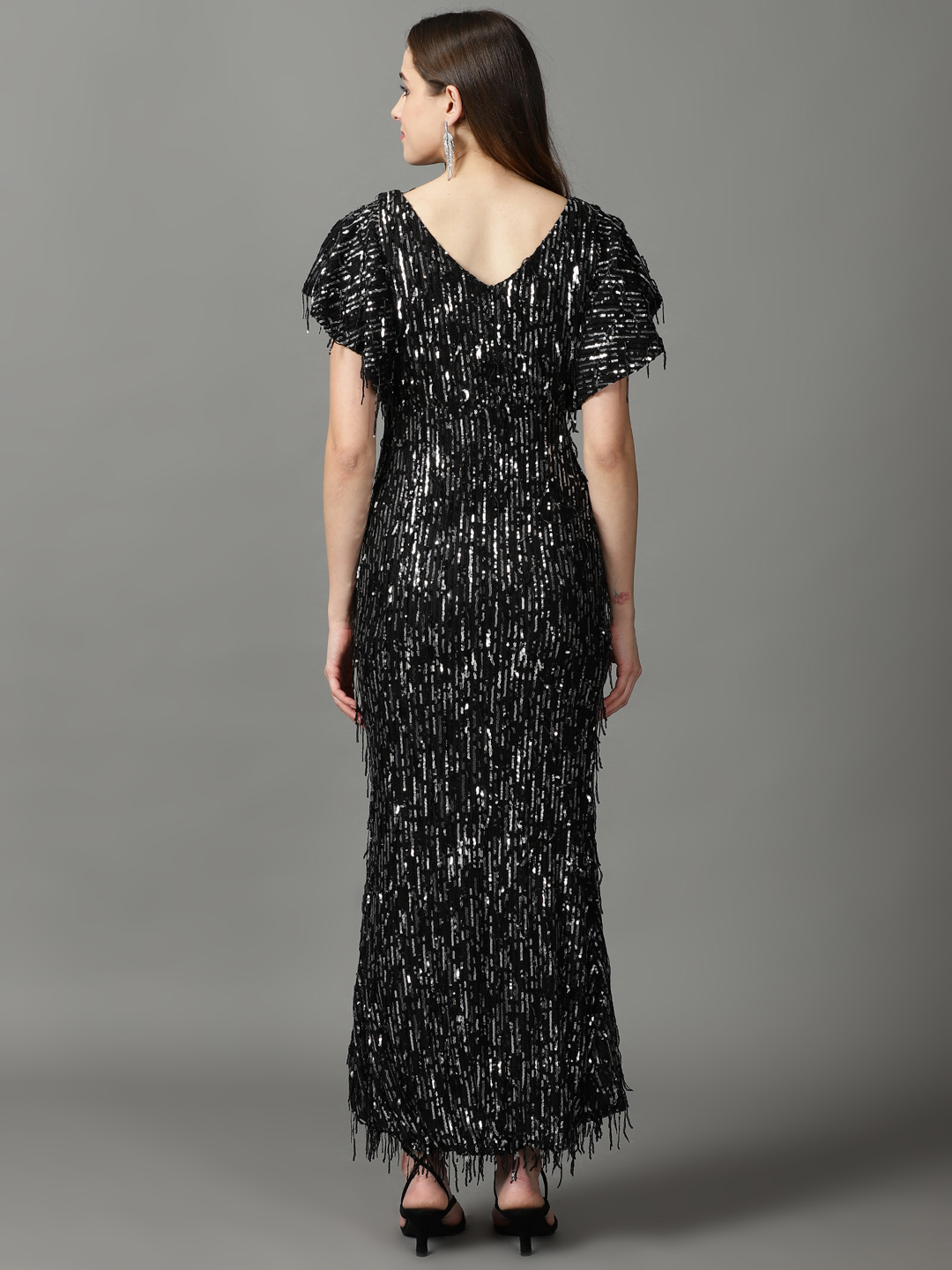 SHOWOFF Women's Bodycon Black Embellished Maxi Dress
