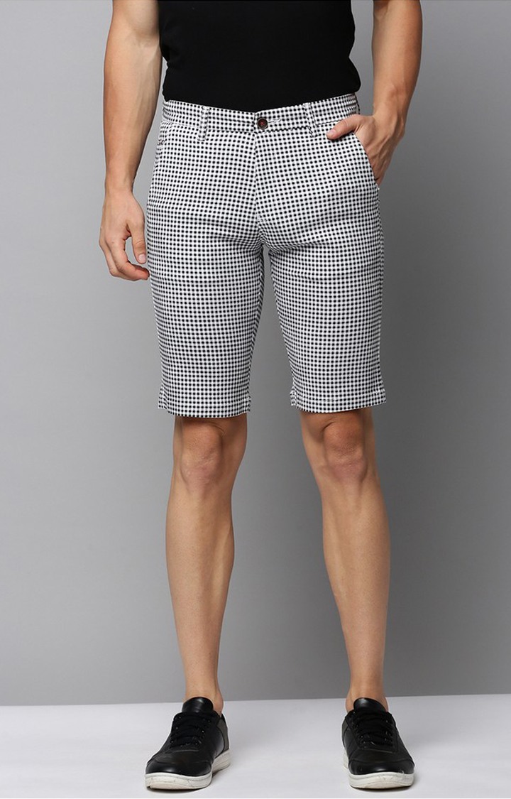 Mens white knee length shorts hot sale