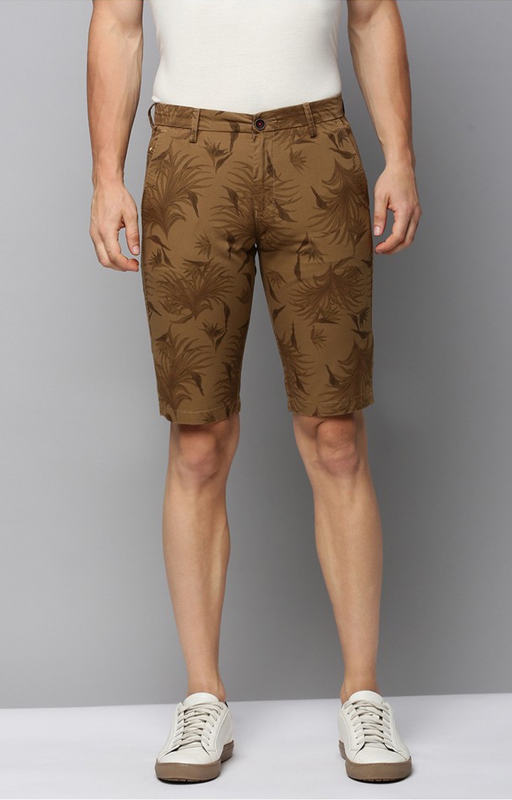 Showoff | SHOWOFF Men's Knee Length Printed Khaki Mid-Rise Regular Shorts 0