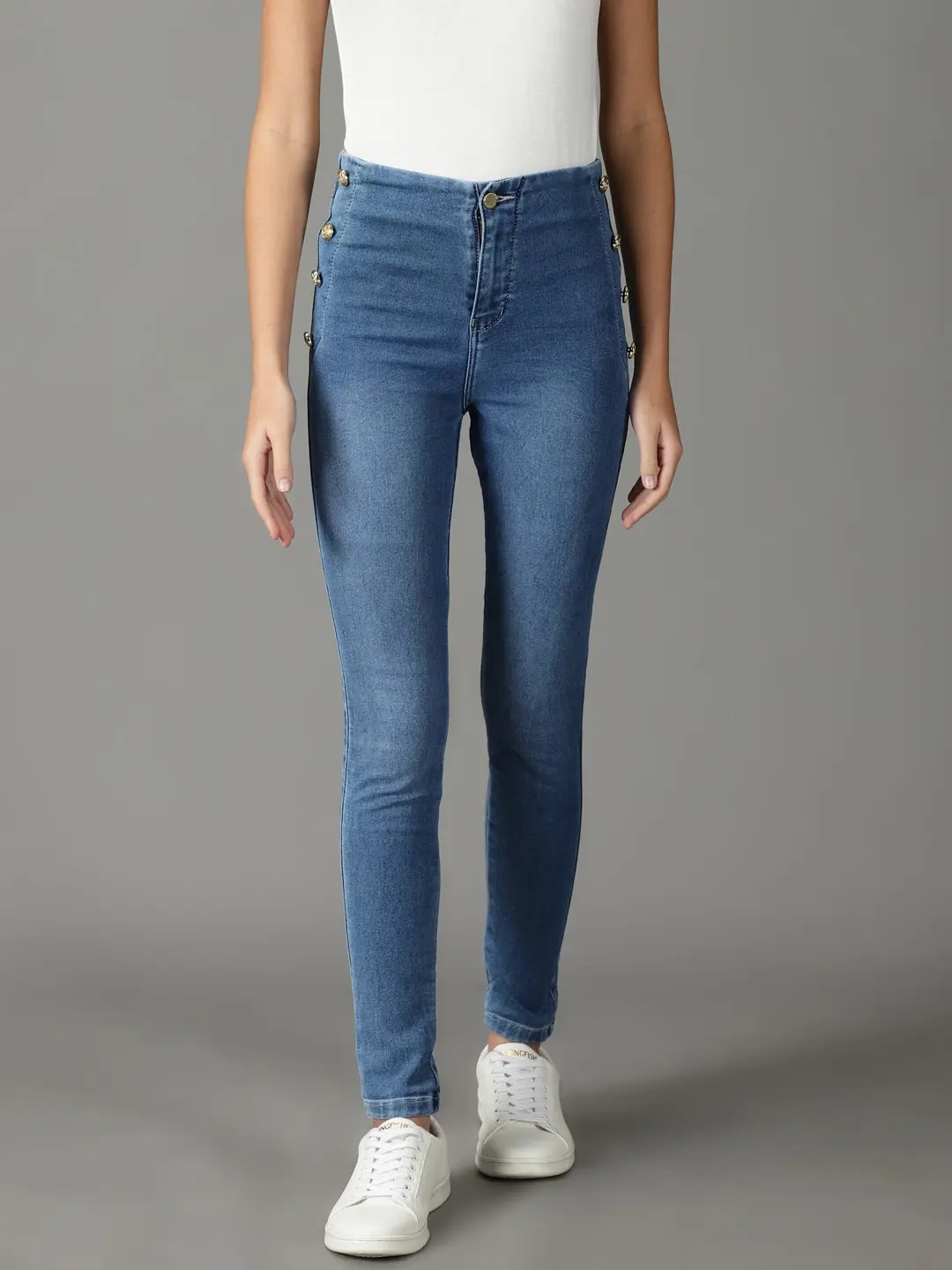 Showoff | SHOWOFF Women Blue Solid  Skinny Fit Jeans 1