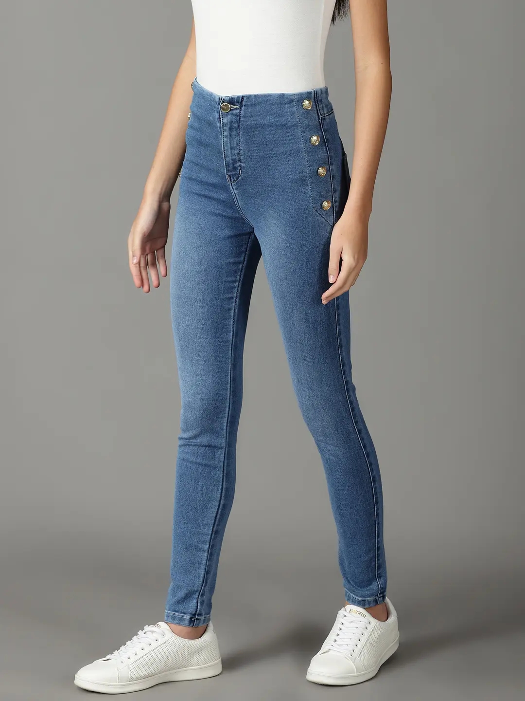 Showoff | SHOWOFF Women Blue Solid  Skinny Fit Jeans 2