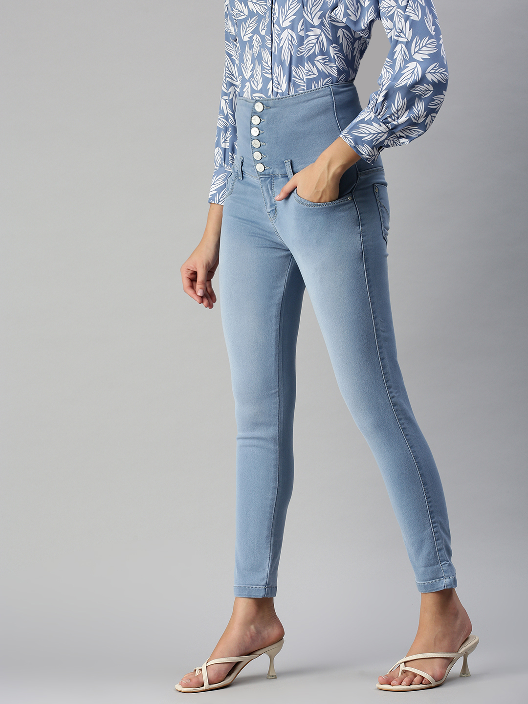 SHOWOFF Women Blue Solid  Slim Fit Jeans