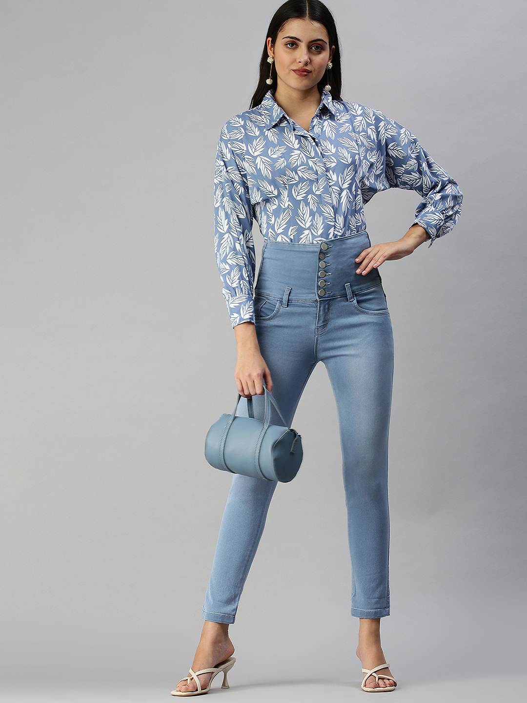 SHOWOFF Women Blue Solid  Slim Fit Jeans
