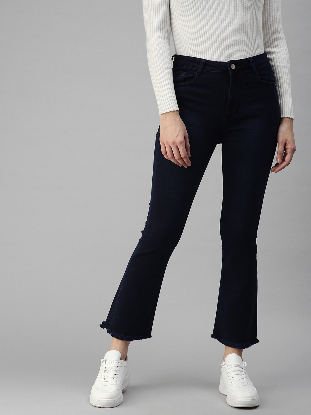 Showoff | SHOWOFF Women's Bootcut Clean Look Navy Blue Jeans 0