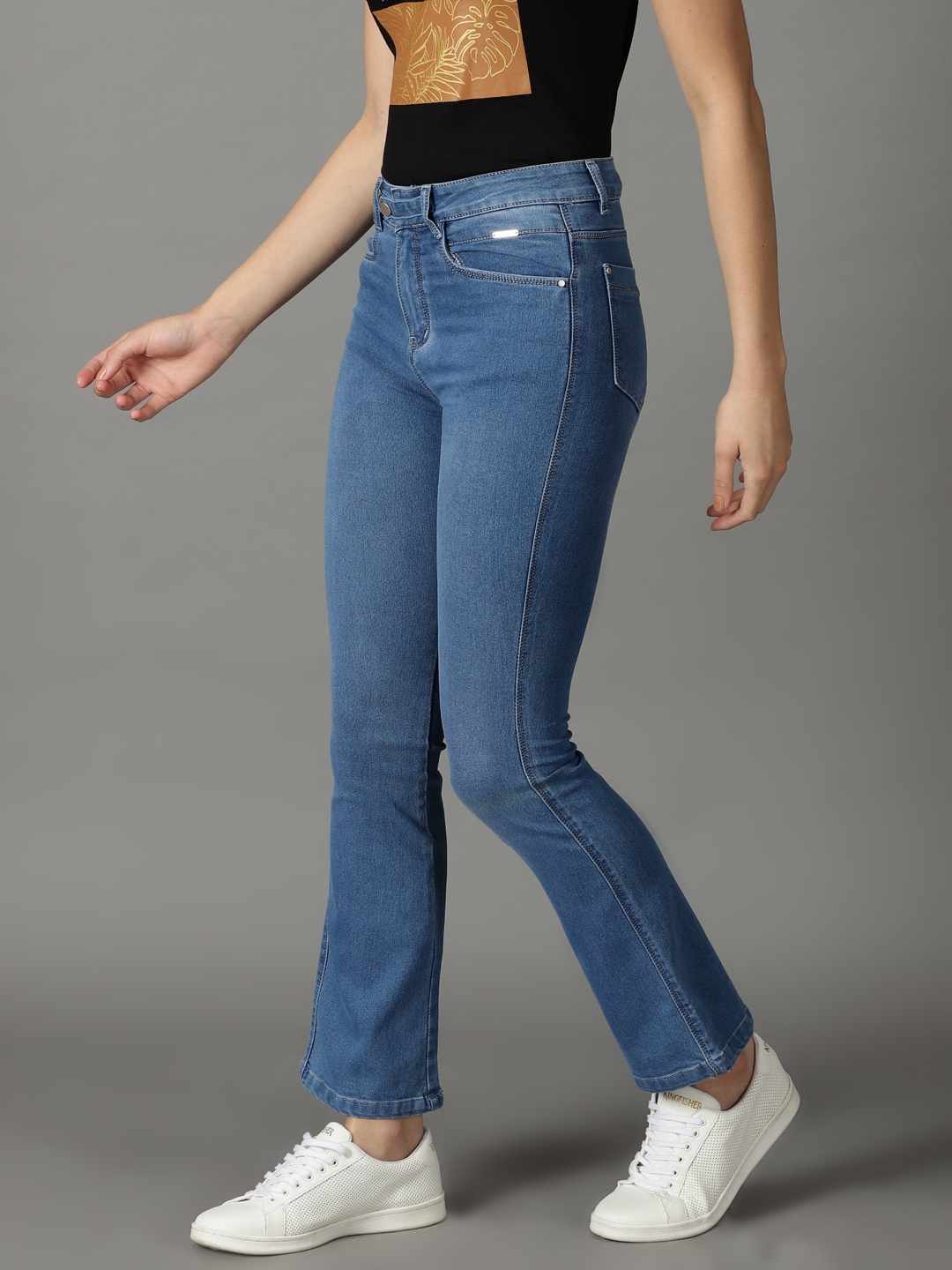 Showoff | SHOWOFF Women Blue Solid  Bootcut Jeans 2