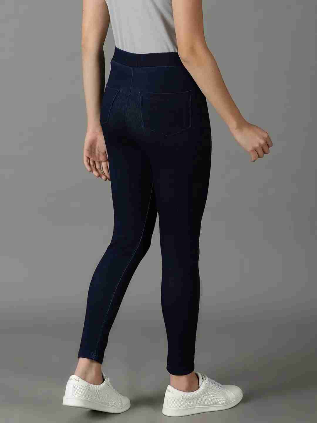 SHOWOFF Women Navy Blue Solid  Skinny Fit Jeans