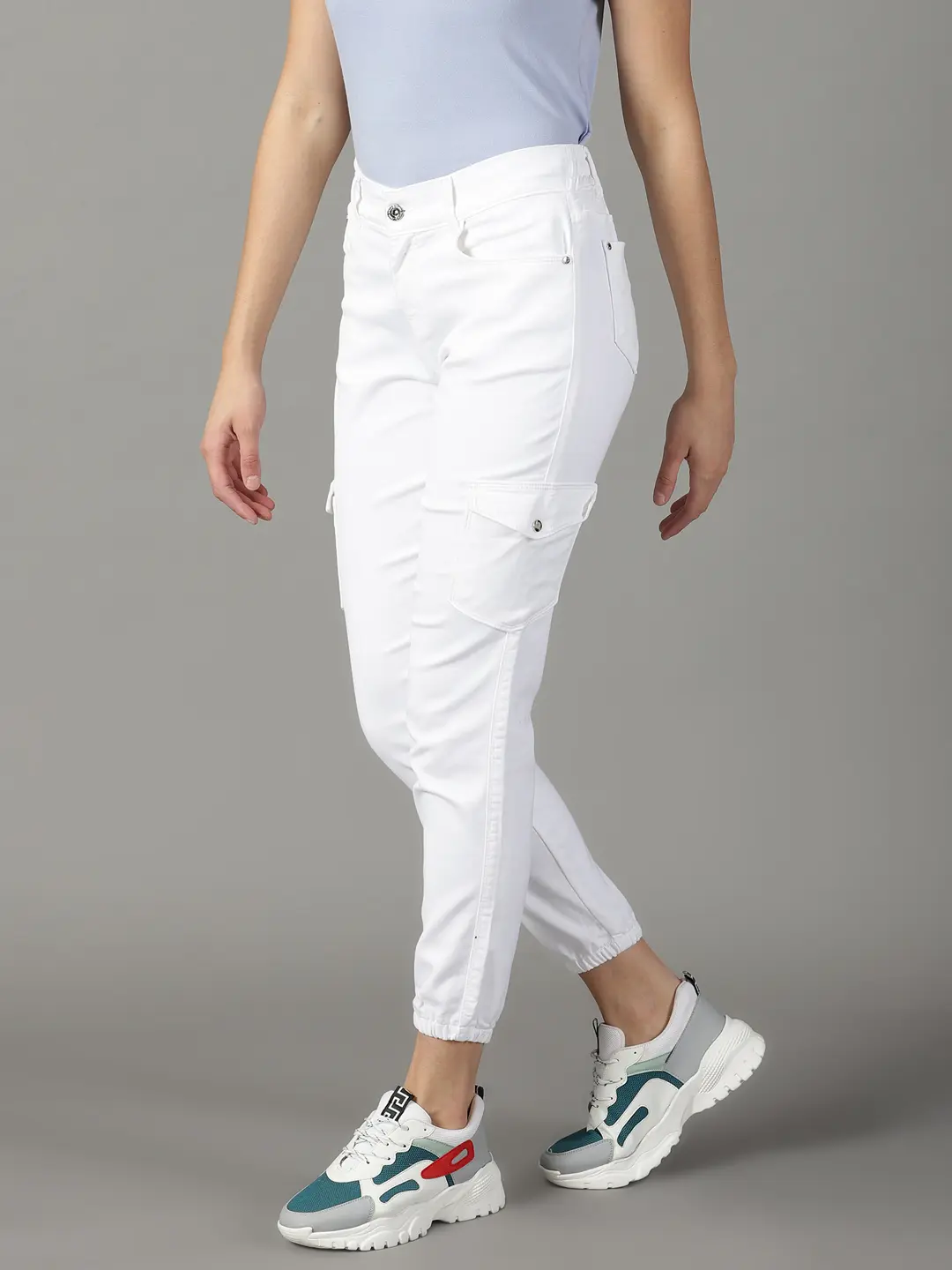 SHOWOFF Women White Solid  Jogger Jeans