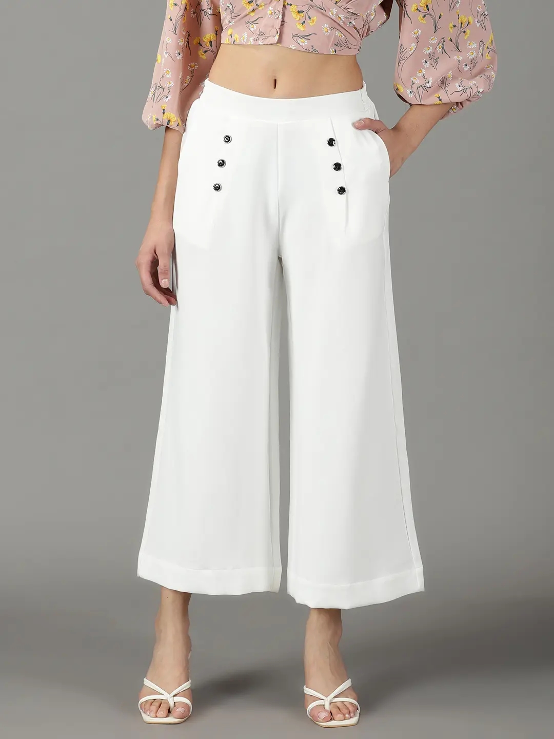 Buy Ecru Parallel Pants With Embroidered Hem Online  W for Woman