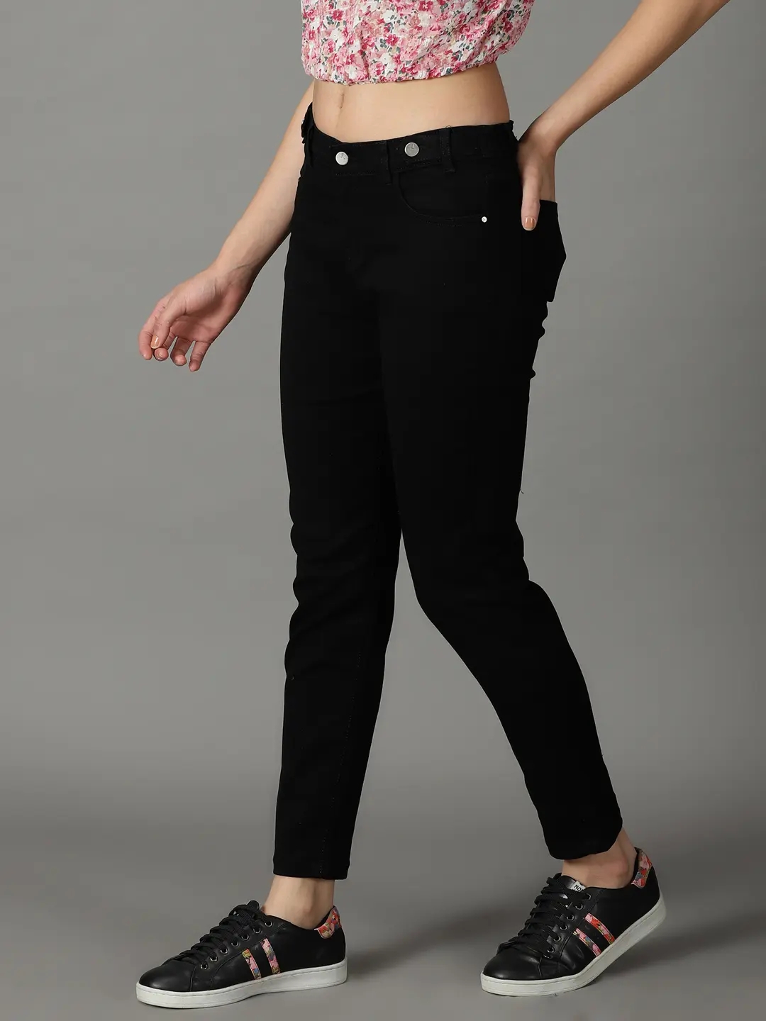 Showoff | SHOWOFF Women Black Solid  Mom Fit Jeans 2